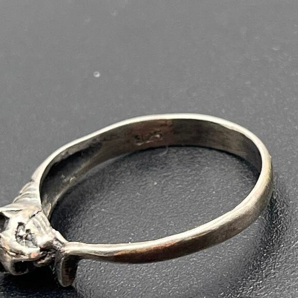 Sterling Silver 925 Curly Feline Kitten Cat Ring Sz 9 1/4 - Picture 4 of 9